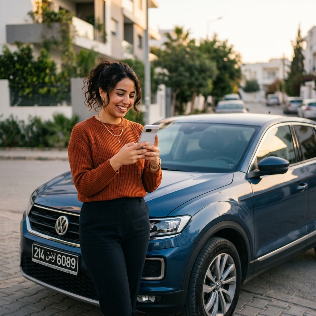 Tunisian Rydo Carpooler checking phone